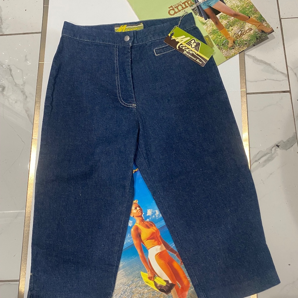 Ladies Mecca Vintage Dance Capri Stretch Denim Pants Sz 27